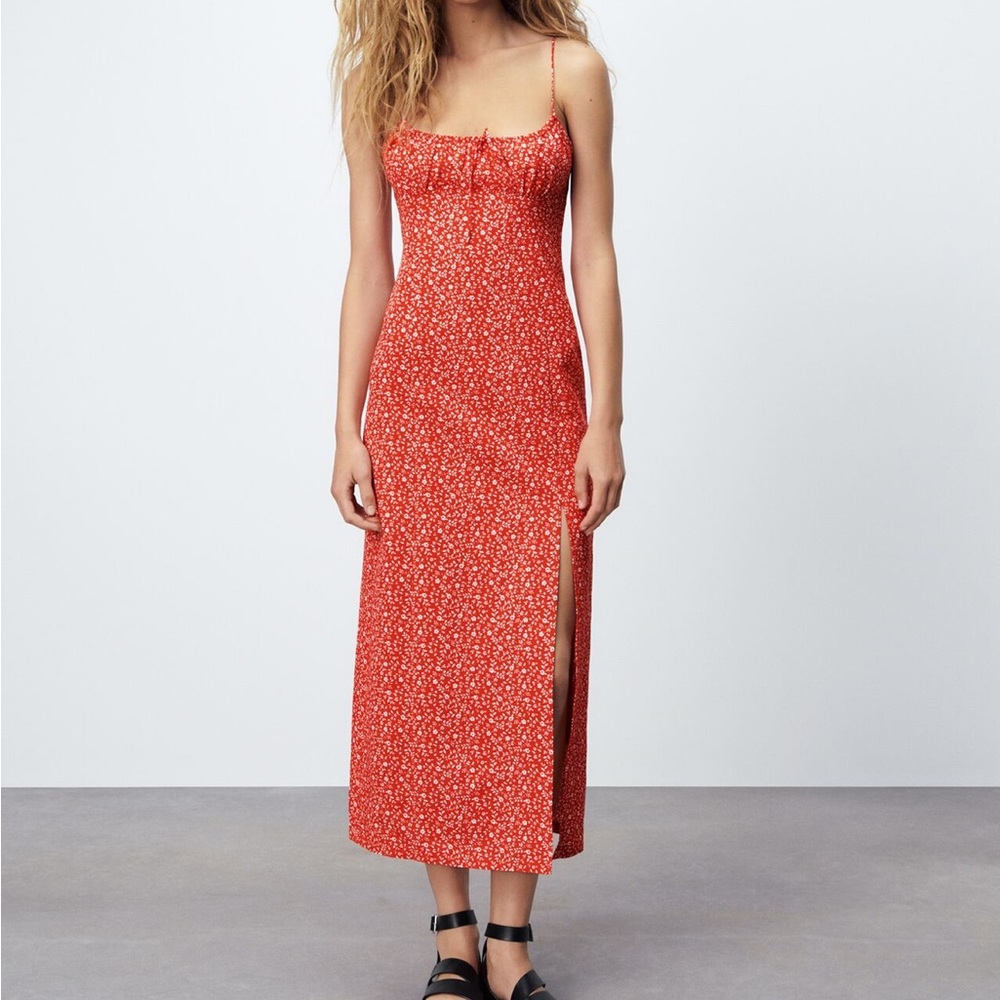 Red Floral Print Maxi Dress